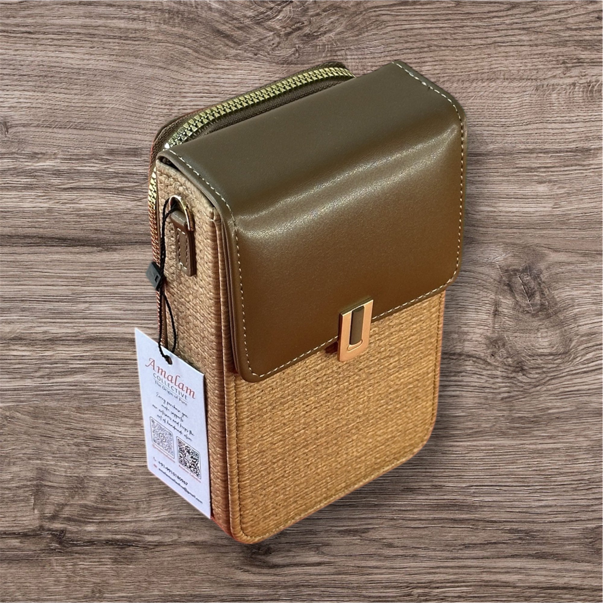 Mini Phone Wallet Sling Bag with Zip Wallet & Flap Closure