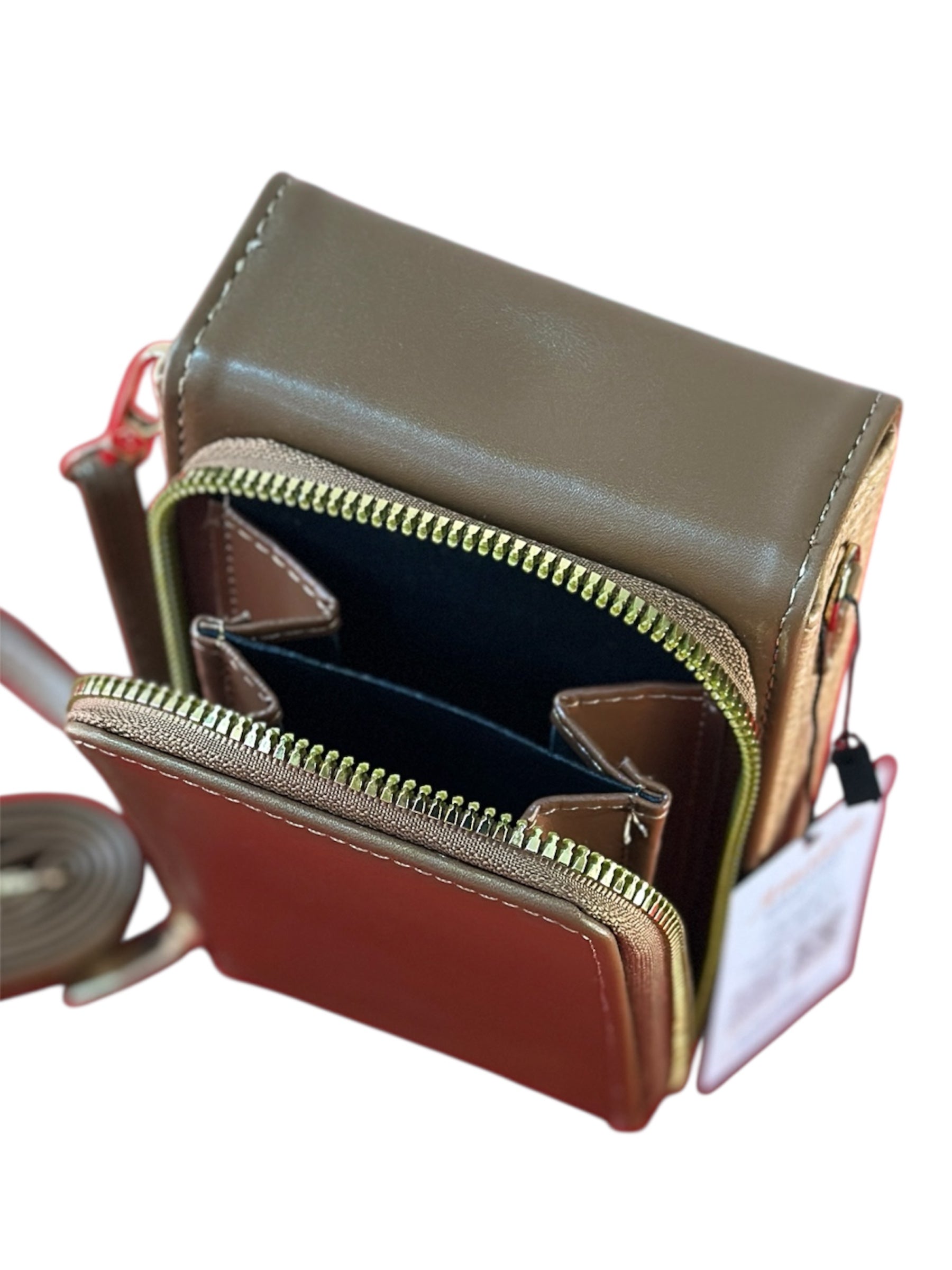 Mini Phone Wallet Sling Bag with Zip Wallet & Flap Closure