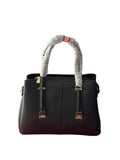 Elegant Black Office Handbag with Zip Closure & Gold Hardware