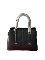 Elegant Black Office Handbag with Zip Closure & Gold Hardware
