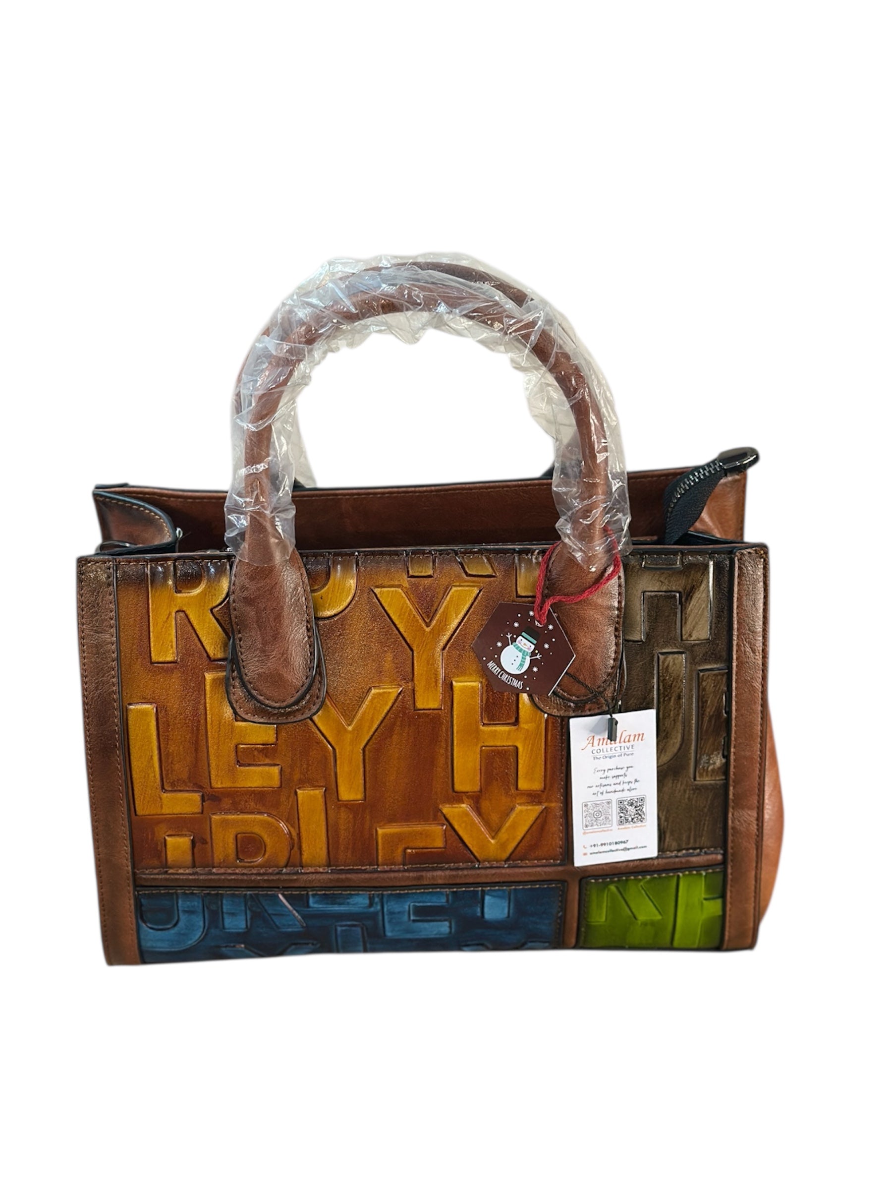 Multicolor Alphabet Embossed Tote Bag