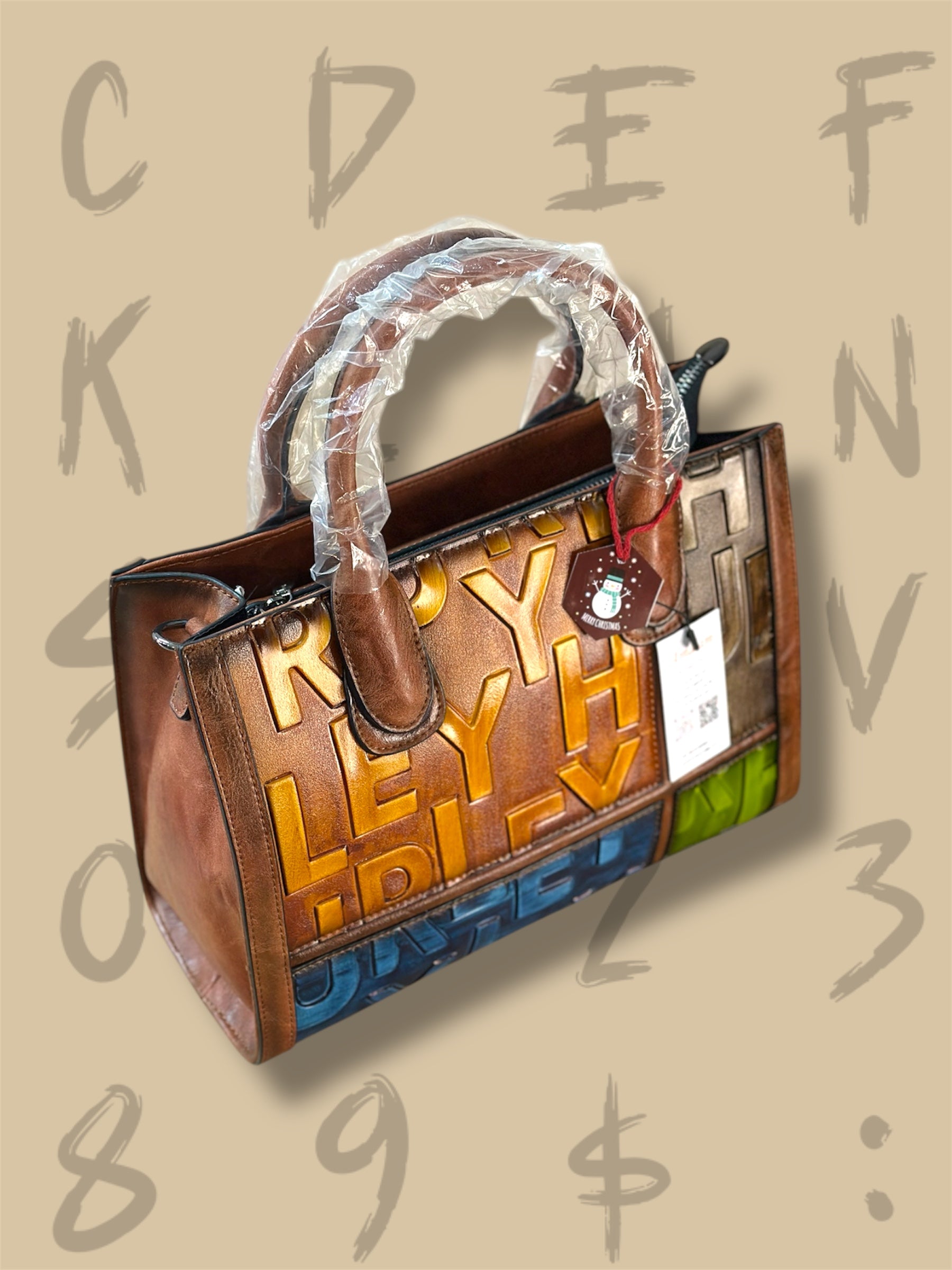 Multicolor Alphabet Embossed Tote Bag