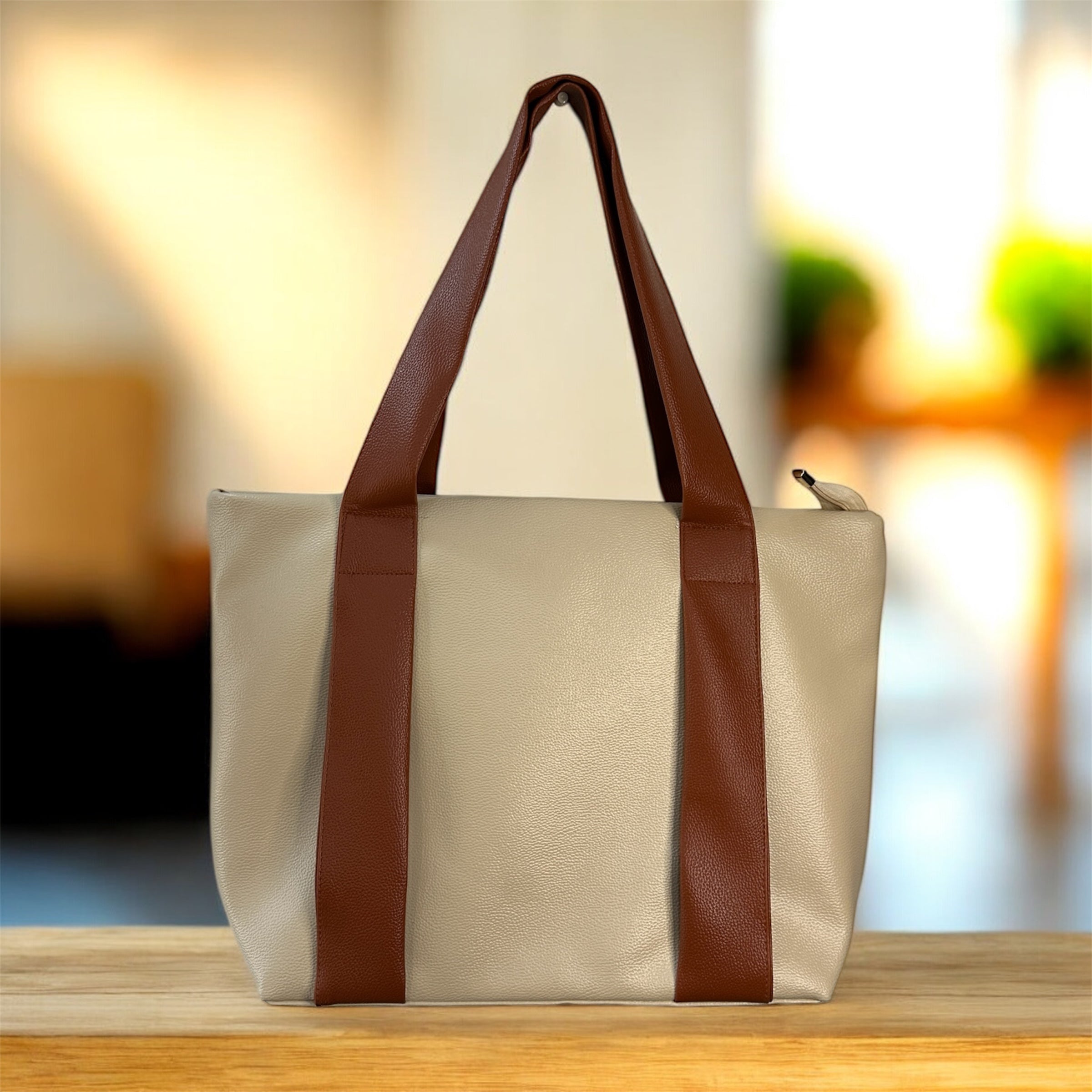 Minimal BlackTote Bag with Front Zip Pocket – Everyday Carry Tote