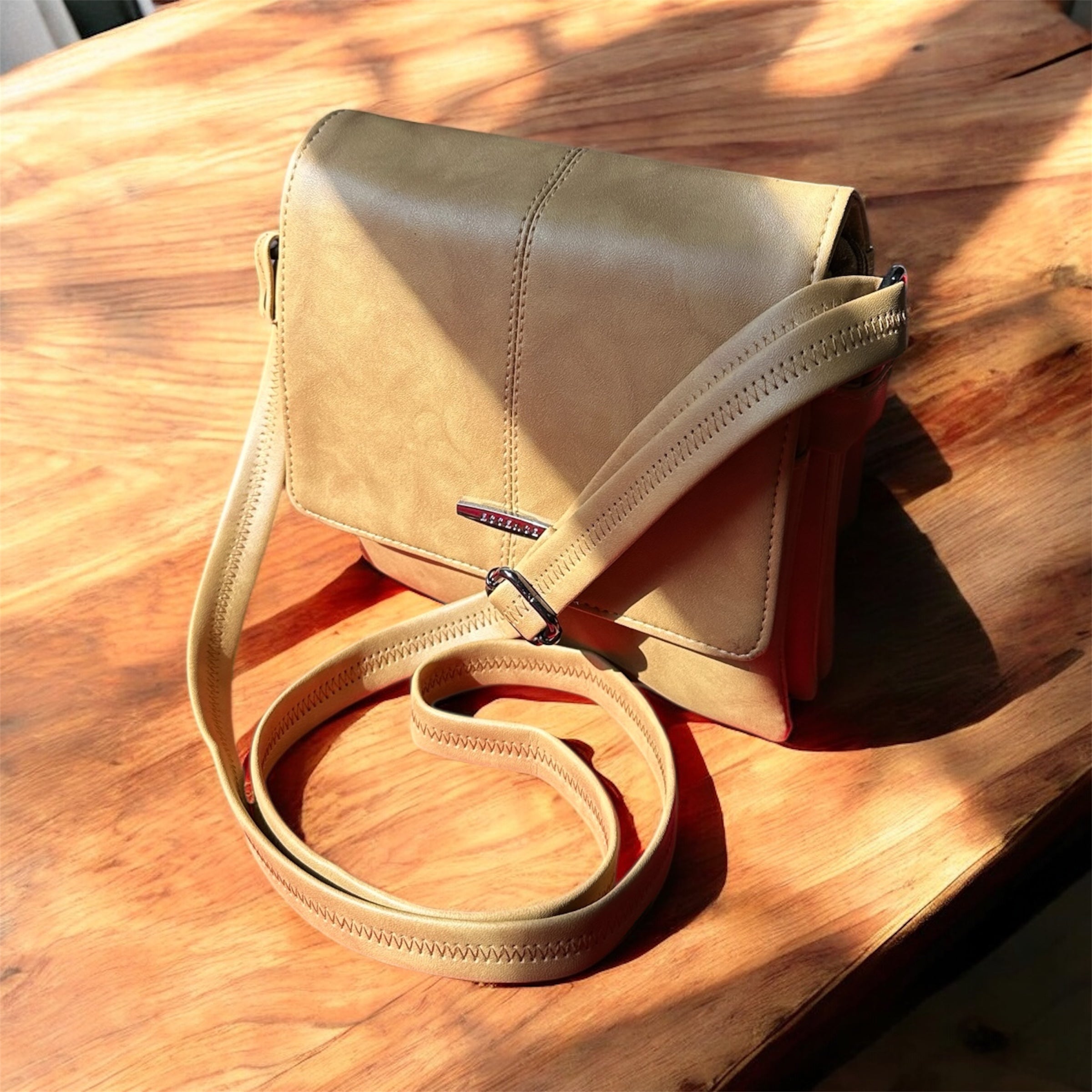 Premium Tan Leatherette Cross body Unisex Bag