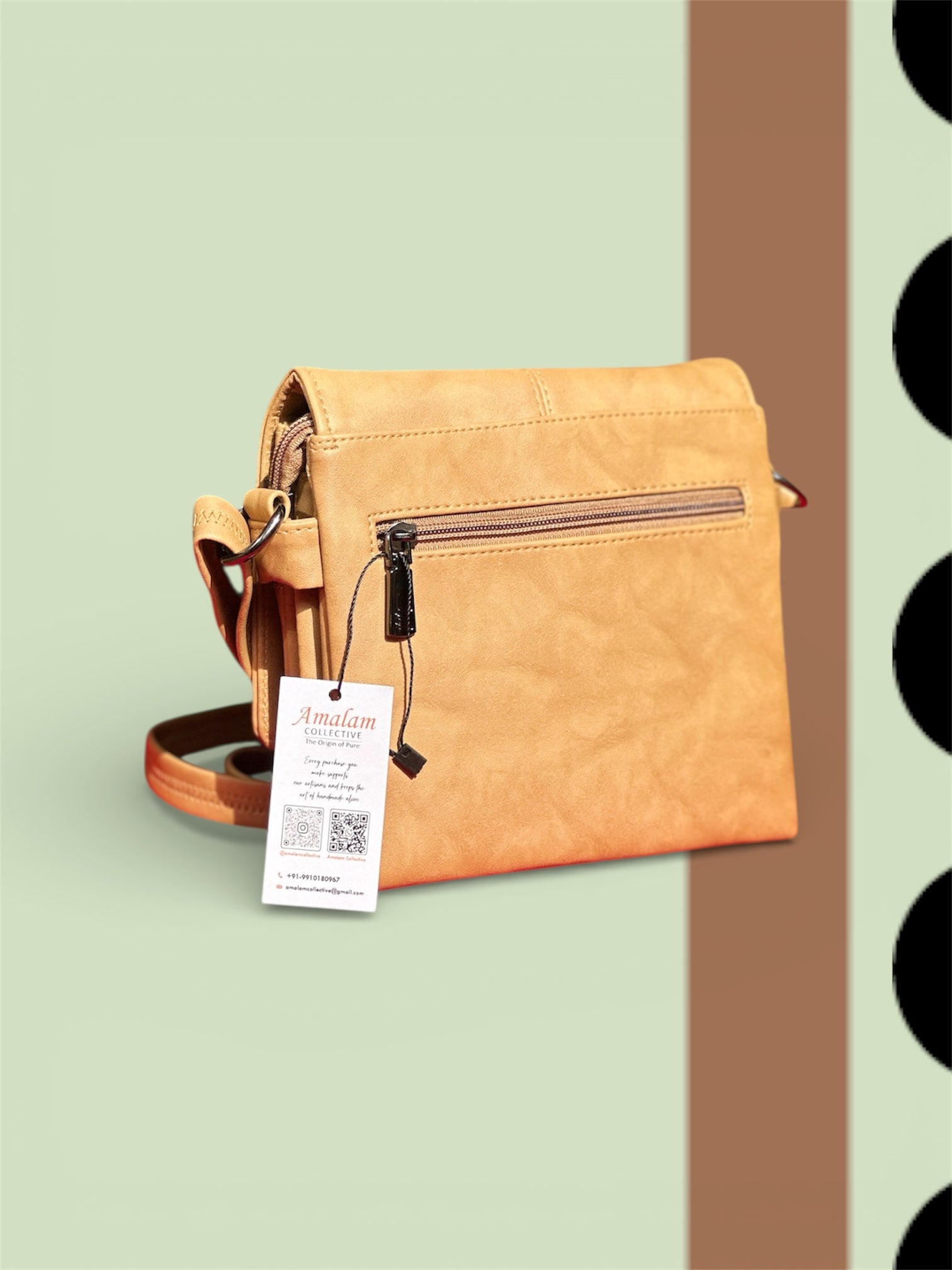 Premium Tan Leatherette Cross body Unisex Bag