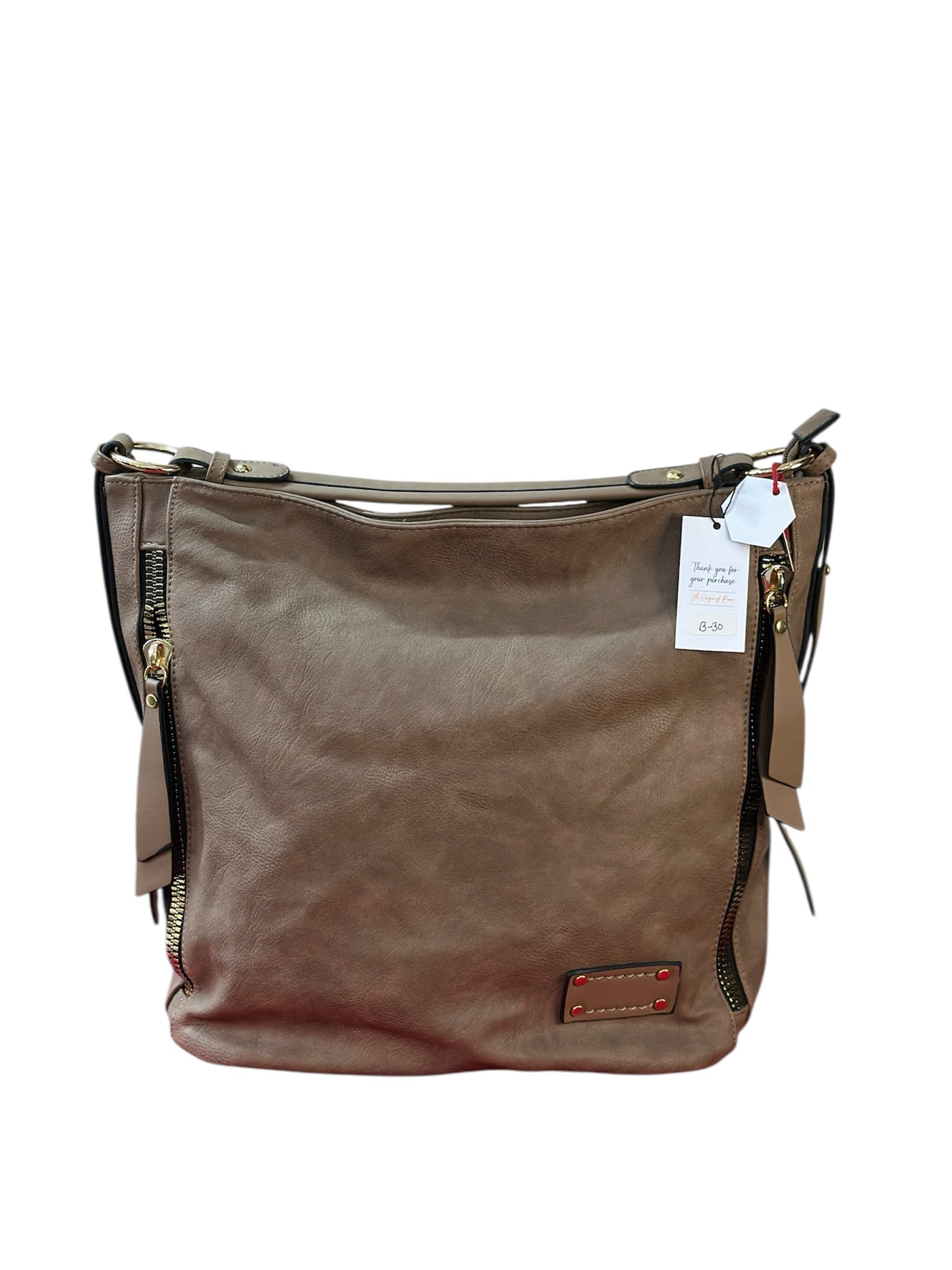 Classic Brown Leather Shoulder Bag – Elegant Daily Carry with Handle + Strap
