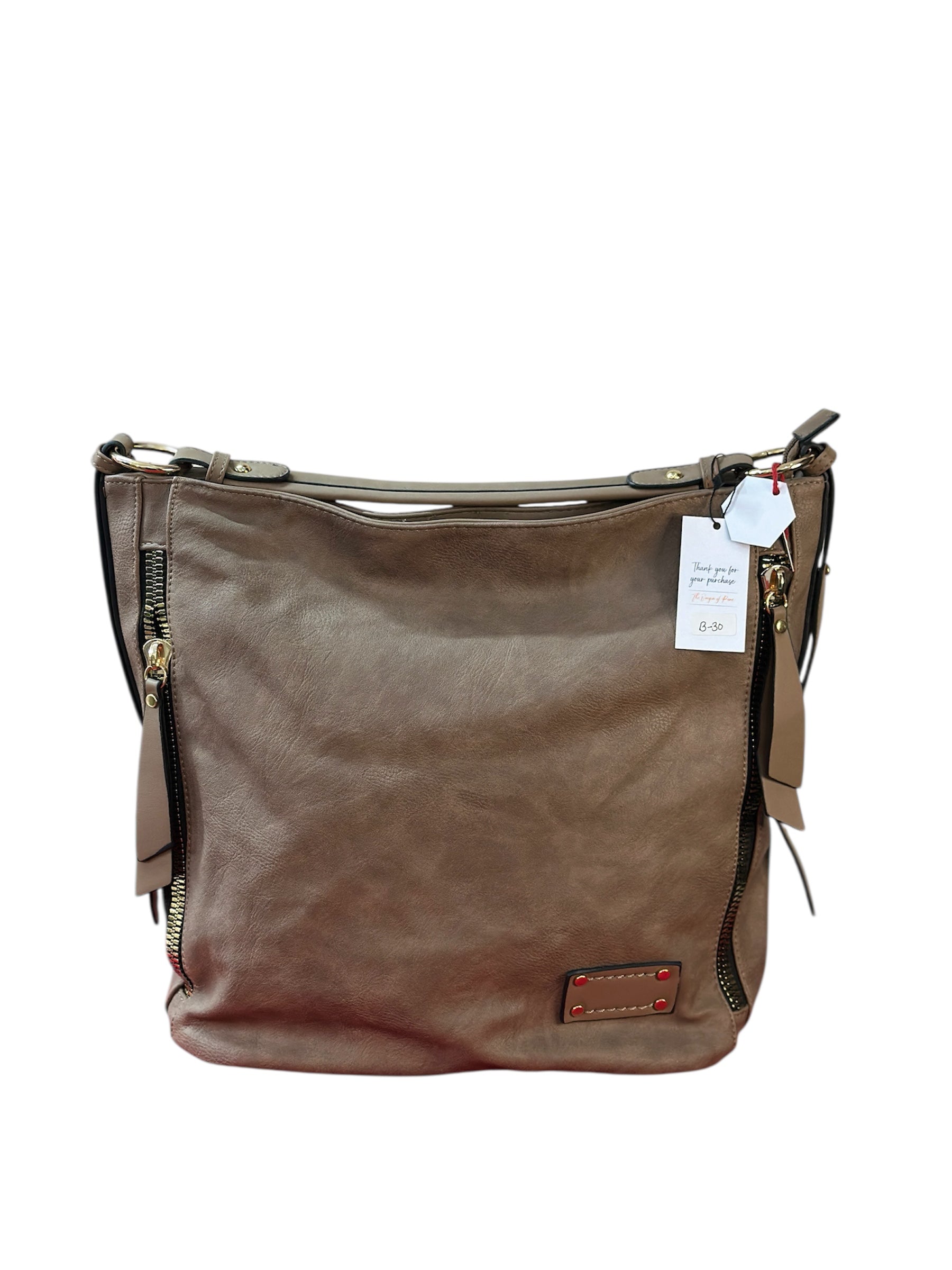 Classic Brown Leather Shoulder Bag – Elegant Daily Carry with Handle + Strap