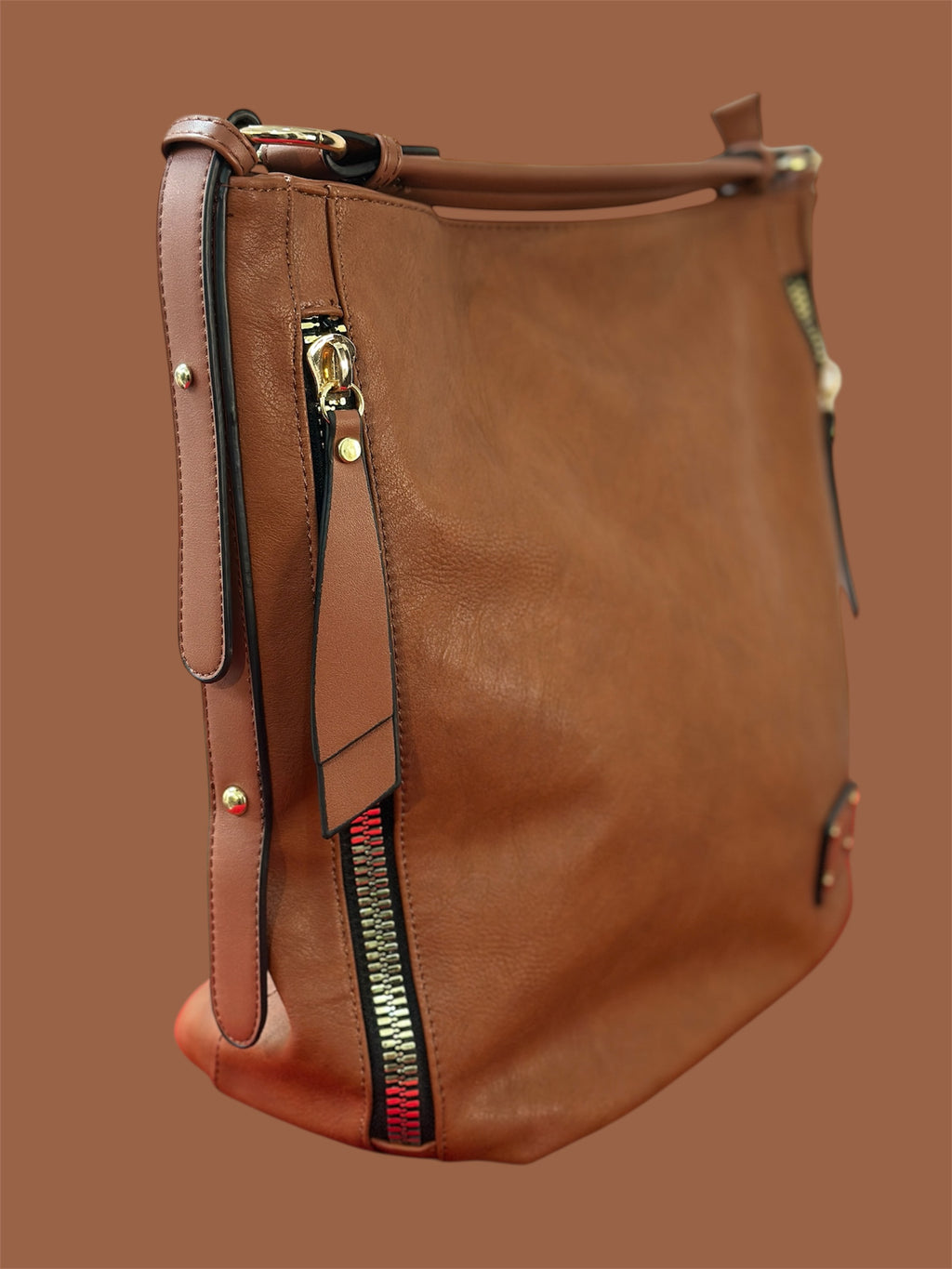 Classic Brown Leather Shoulder Bag – Elegant Daily Carry with Handle + Strap