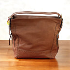 Premium Brown Leather Shoulder Bag for Women – Stylish Handbag with Top Handle & Adjustable Strap, Spacious Everyday Tote