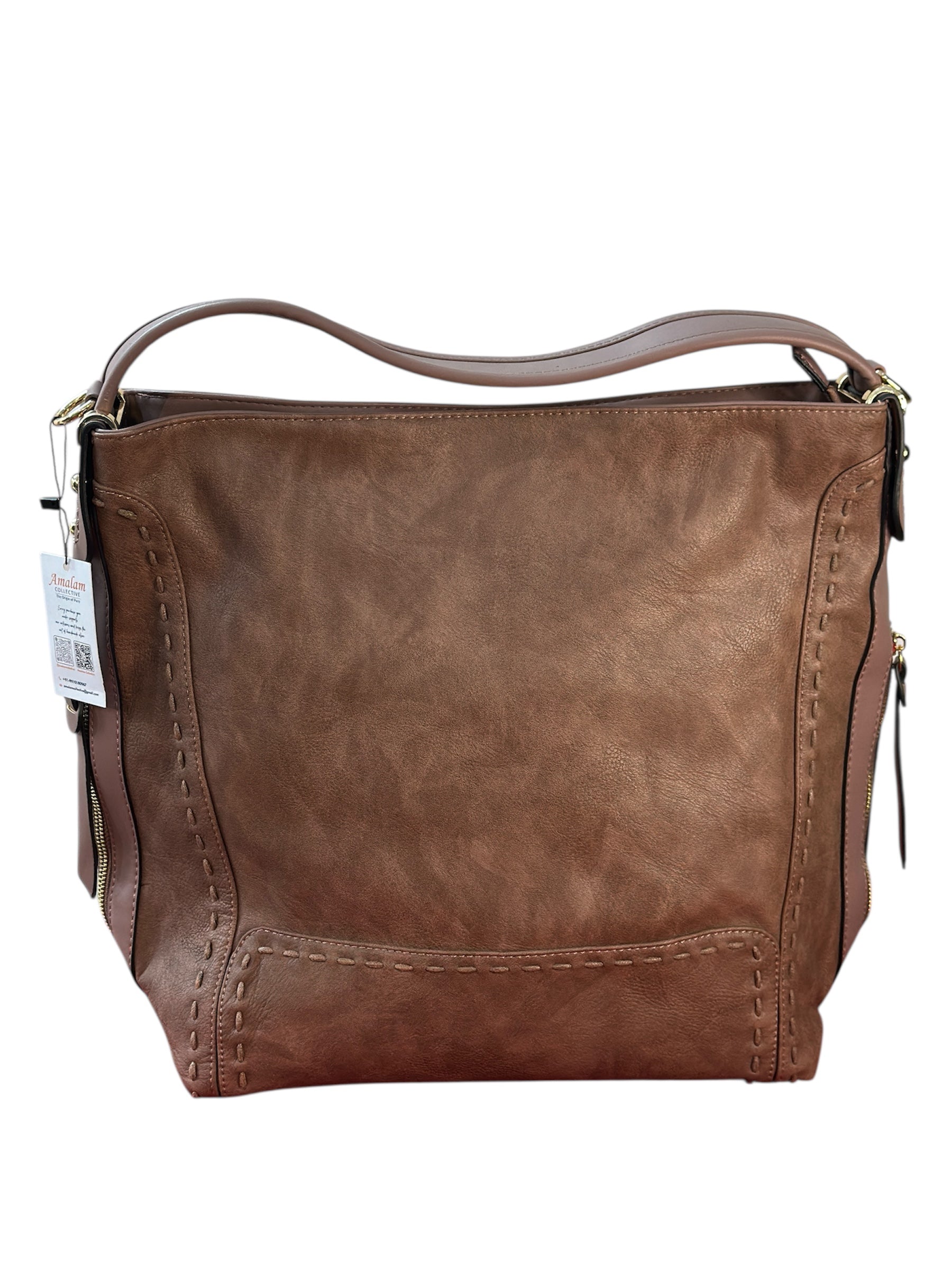 Premium Brown Leather Shoulder Bag for Women – Stylish Handbag with Top Handle & Adjustable Strap, Spacious Everyday Tote