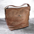 Premium Brown Leather Shoulder Bag for Women – Stylish Handbag with Top Handle & Adjustable Strap, Spacious Everyday Tote