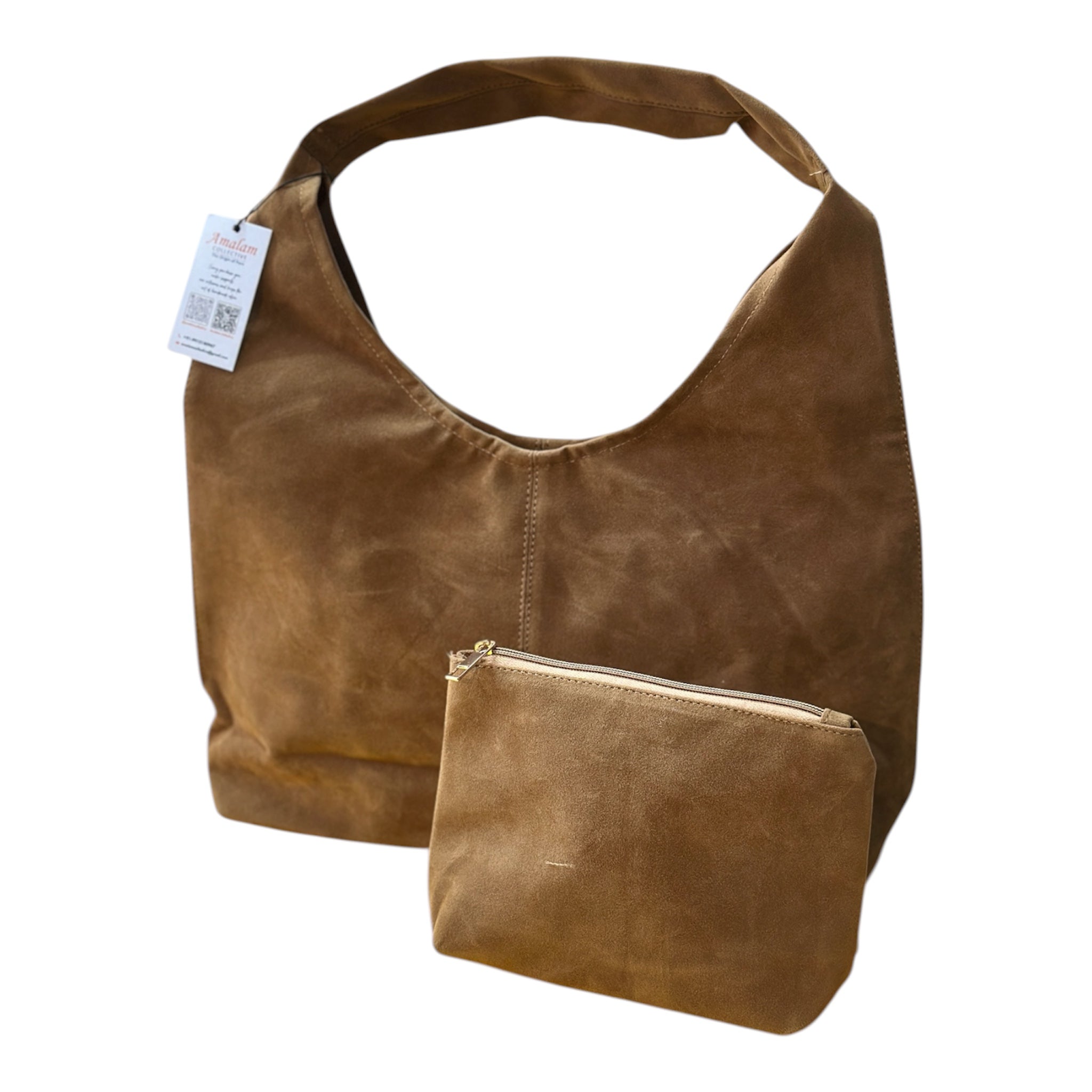 Elegant Suede Tote Bag Set with Matching Pouch – Stylish Everyday Shoulder Bag for Women