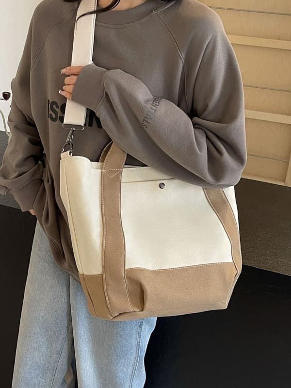 Classic Contrast Tote Purse